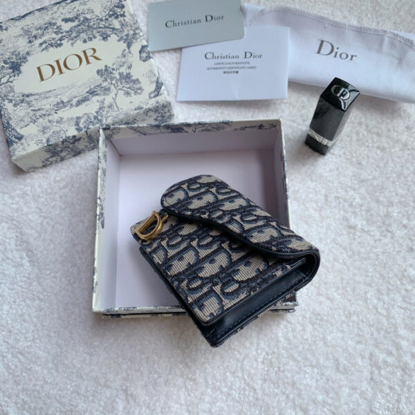 Christian Dior Saddle Flap Card Holder Black Wallet 11cm - Image 2