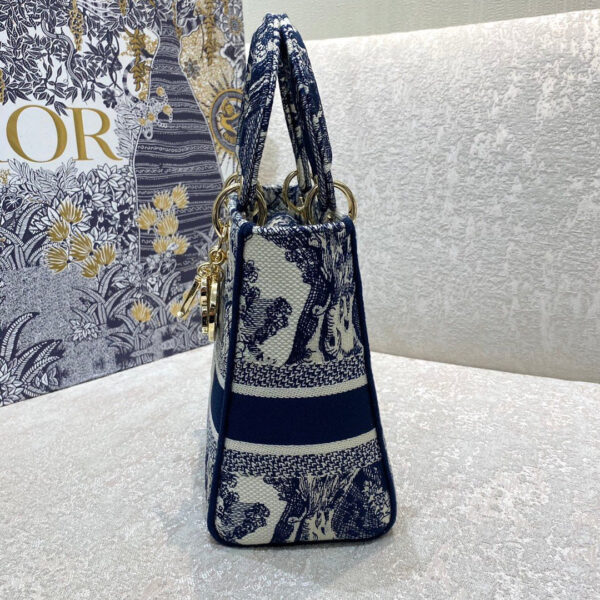 Christian Dior Medium Lady D-Lite Bag 24cm Blue - Image 3