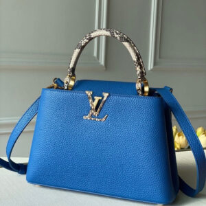 Louis Vuitton Woven Capucines Python Handle Bag 27cm Taurillon Leather Spring/Summer Collection N98388 Blue