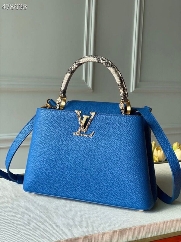 Louis Vuitton Woven Capucines Python Handle Bag 27cm Taurillon Leather Spring/Summer Collection N98388 Blue