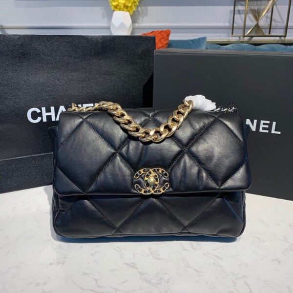 Chanel 19 Flap Bag 30cm Goatskin Leather Fall/Winter Act 1 Collection Black - Image 2