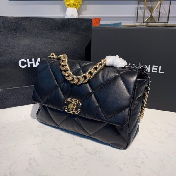 Chanel 19 Flap Bag 30cm Goatskin Leather Fall/Winter Act 1 Collection Black - Image 3