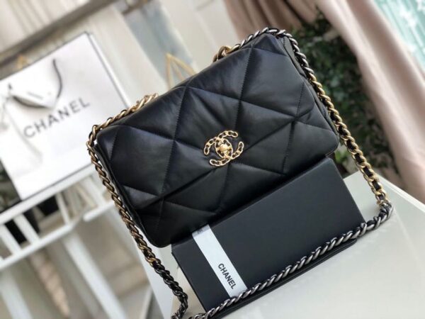 Chanel 19 Flap Bag 30cm Goatskin Leather Fall/Winter Act 1 Collection, Black - Image 2