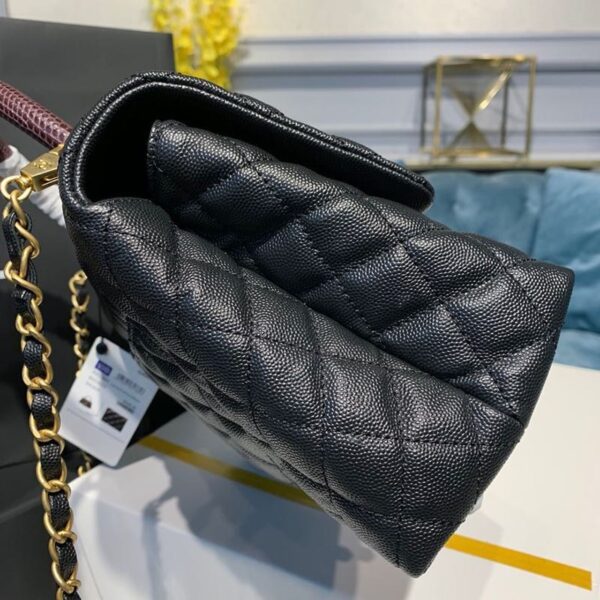 Chanel Coco Handle Quilted Lizard Handle Bag 30cm Caviar Leather Gold Hardware Spring/Summer Act 1 Collection, Black - Image 6