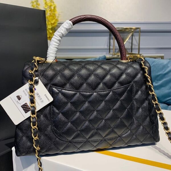 Chanel Coco Handle Quilted Lizard Handle Bag 30cm Caviar Leather Gold Hardware Spring/Summer Act 1 Collection, Black - Image 5