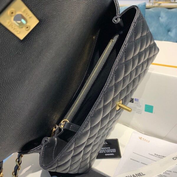 Chanel Coco Handle Quilted Lizard Handle Bag 30cm Caviar Leather Gold Hardware Spring/Summer Act 1 Collection, Black - Image 8