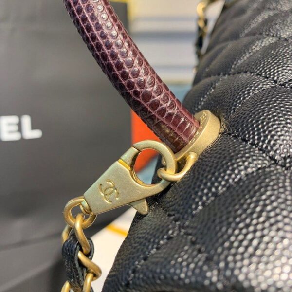 Chanel Coco Handle Quilted Lizard Handle Bag 30cm Caviar Leather Gold Hardware Spring/Summer Act 1 Collection, Black - Image 11