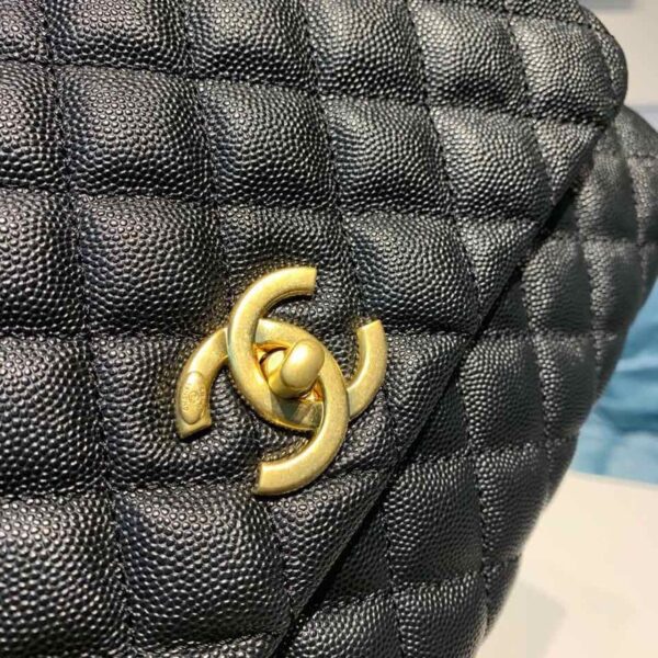 Chanel Coco Handle Quilted Lizard Handle Bag 30cm Caviar Leather Gold Hardware Spring/Summer Act 1 Collection, Black - Image 16