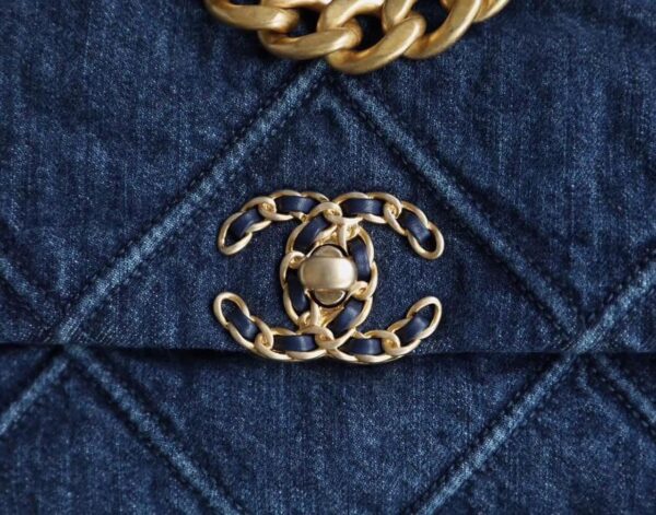 Chanel 19 Flap Bag 26cm Goatskin Leather Spring/Summer Act 1 Collection, Blue Jean - Image 6