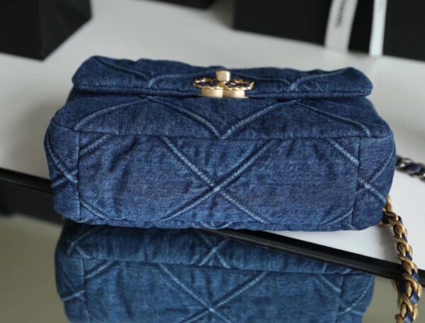 Chanel 19 Flap Bag 26cm Goatskin Leather Spring/Summer Act 1 Collection, Blue Jean - Image 7
