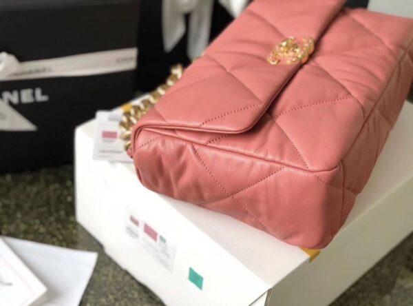 Chanel 19 Flap Bag 26cm Goatskin Leather Spring/Summer Act 1 Collection, Salmon Pink - Image 3