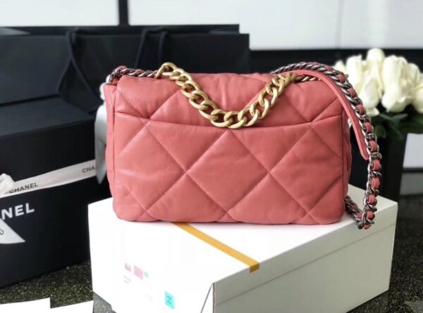 Chanel 19 Flap Bag 26cm Goatskin Leather Spring/Summer Act 1 Collection, Salmon Pink - Image 6