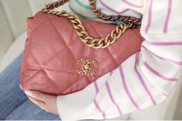 Chanel 19 Flap Bag 26cm Goatskin Leather Spring/Summer Act 1 Collection, Salmon Pink - Image 22