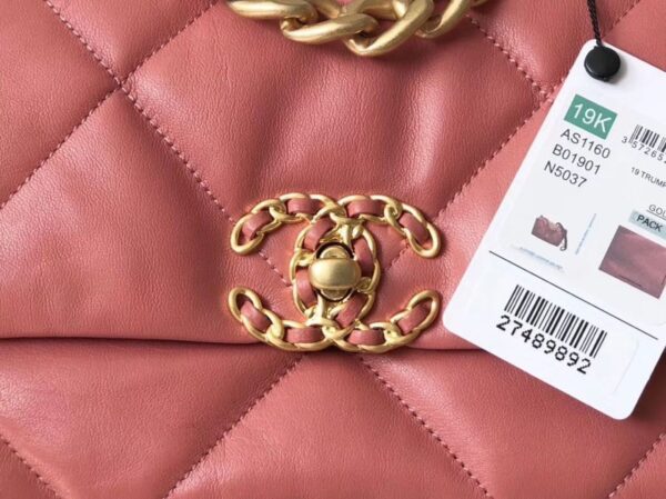 Chanel 19 Flap Bag 26cm Goatskin Leather Spring/Summer Act 1 Collection, Salmon Pink - Image 29