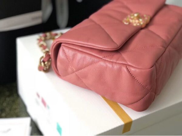 Chanel 19 Flap Bag 26cm Goatskin Leather Spring/Summer Act 1 Collection, Salmon Pink - Image 14