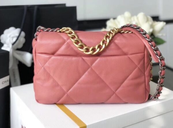 Chanel 19 Flap Bag 26cm Goatskin Leather Spring/Summer Act 1 Collection, Salmon Pink - Image 35
