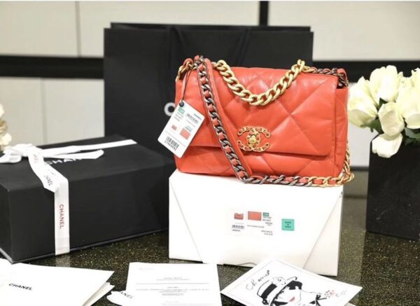 Chanel 19 Flap Bag 26cm Goatskin Leather Spring/Summer Act 1 Collection, Red - Image 3