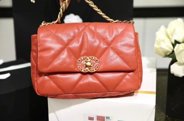 Chanel 19 Flap Bag 26cm Goatskin Leather Spring/Summer Act 1 Collection, Red - Image 8