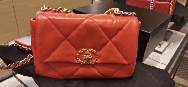 Chanel 19 Flap Bag 26cm Goatskin Leather Spring/Summer Act 1 Collection, Red - Image 14