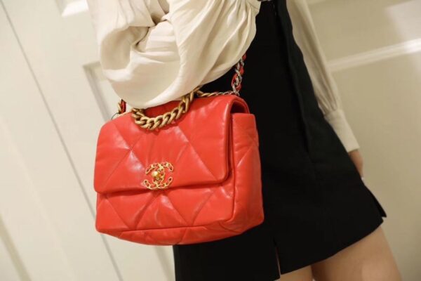 Chanel 19 Flap Bag 26cm Goatskin Leather Spring/Summer Act 1 Collection, Red - Image 13