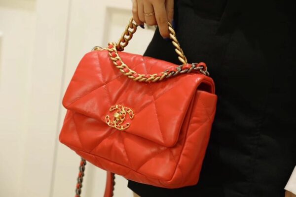 Chanel 19 Flap Bag 26cm Goatskin Leather Spring/Summer Act 1 Collection, Red - Image 16