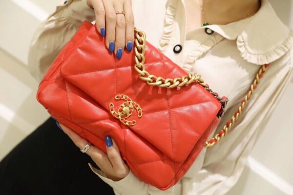Chanel 19 Flap Bag 26cm Goatskin Leather Spring/Summer Act 1 Collection, Red - Image 19