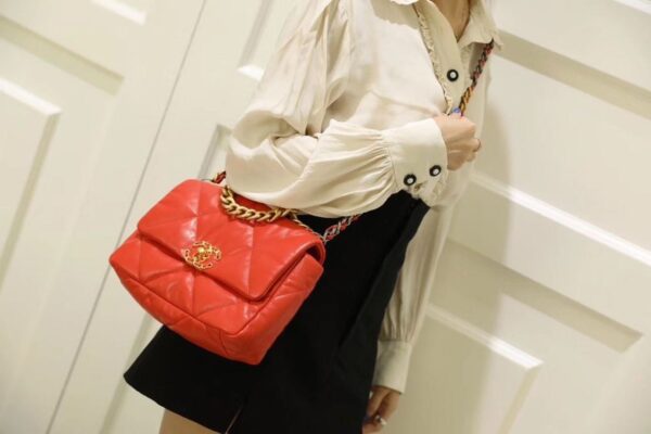 Chanel 19 Flap Bag 26cm Goatskin Leather Spring/Summer Act 1 Collection, Red - Image 18
