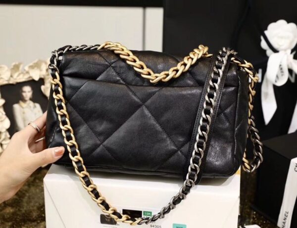 Chanel 19 Flap Bag 26cm Goatskin Leather Spring/Summer Act 1 Collection, Black - Image 6