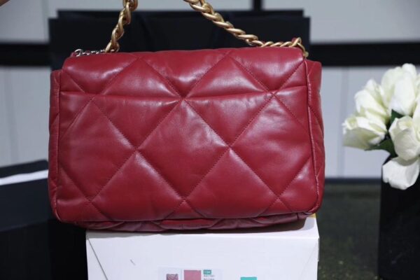 Chanel 19 Flap Bag 26cm Goatskin Leather Spring/Summer Act 1 Collection, Burgundy - Image 5