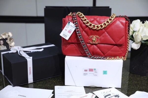 Chanel 19 Flap Bag 26cm Goatskin Leather Spring/Summer Act 1 Collection, Red - Image 7