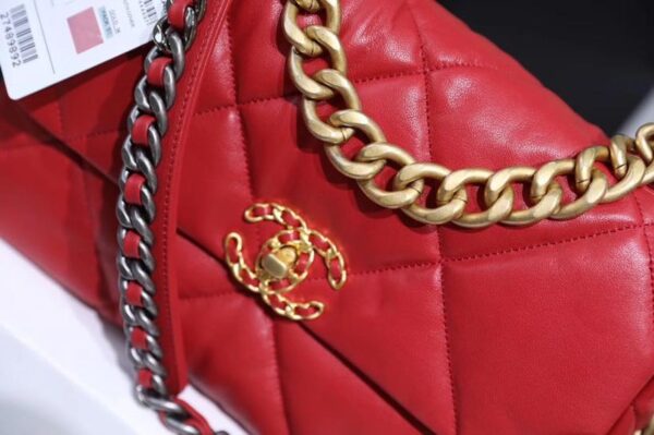 Chanel 19 Flap Bag 26cm Goatskin Leather Spring/Summer Act 1 Collection, Red - Image 6