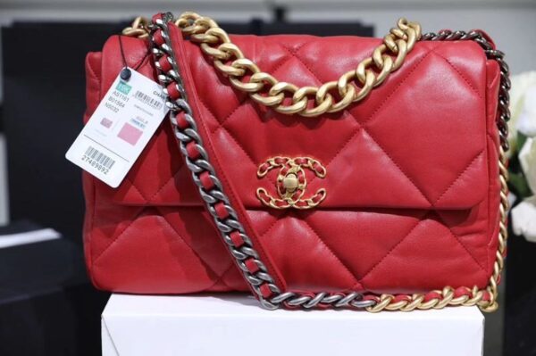 Chanel 19 Flap Bag 26cm Goatskin Leather Spring/Summer Act 1 Collection, Red - Image 2
