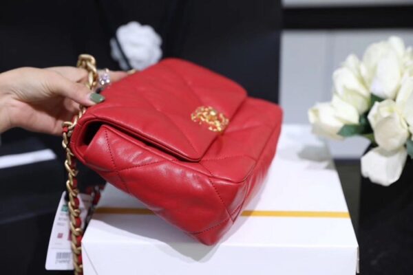 Chanel 19 Flap Bag 26cm Goatskin Leather Spring/Summer Act 1 Collection, Red - Image 16