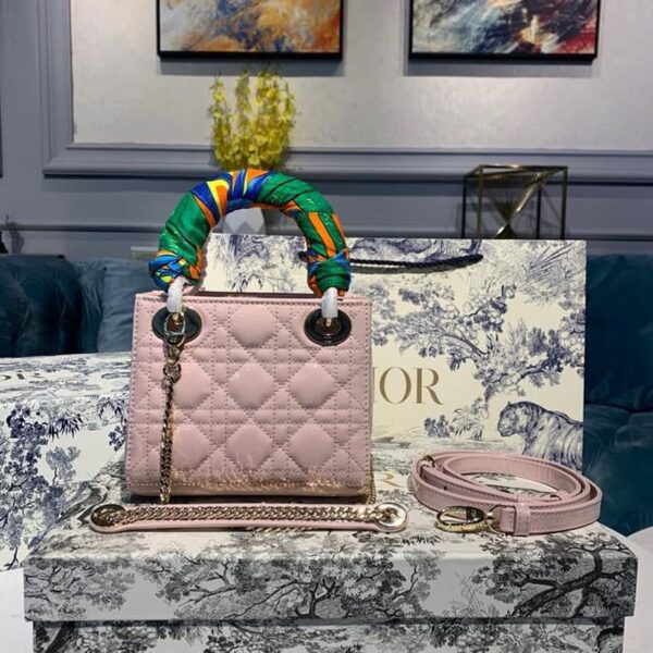 Christian Dior Mini Lady Dior Bag 18cm with Chain Gold Hardware Patent Leather Spring/Summer Collection, Light Pink - Image 3