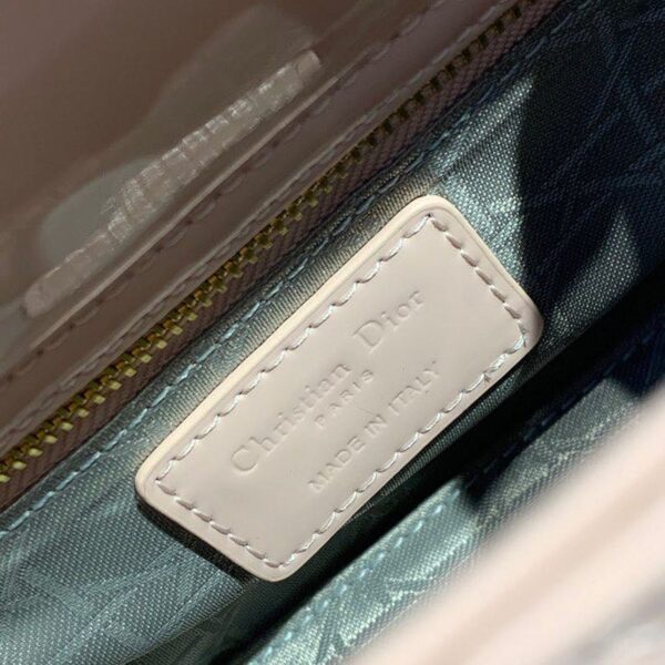 Christian Dior Mini Lady Dior Bag 18cm with Chain Gold Hardware Patent Leather Spring/Summer Collection, Light Pink - Image 9