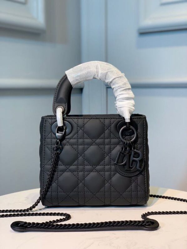 Christian Dior Mini Lady Dior Bag 18cm with Chain Matte Hardware Lambskin Leather Spring/Summer Collection Black - Image 2