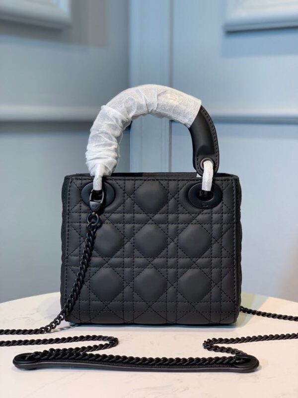 Christian Dior Mini Lady Dior Bag 18cm with Chain Matte Hardware Lambskin Leather Spring/Summer Collection Black - Image 5