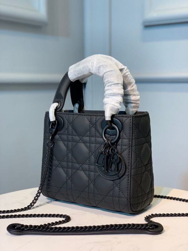Christian Dior Mini Lady Dior Bag 18cm with Chain Matte Hardware Lambskin Leather Spring/Summer Collection Black - Image 3