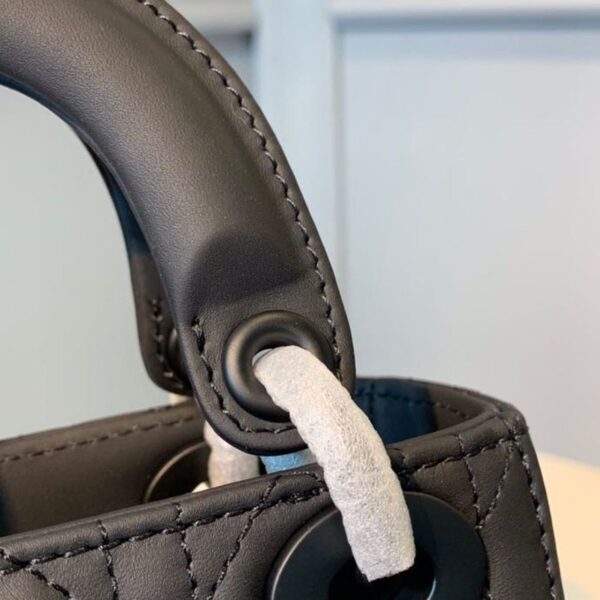 Christian Dior Mini Lady Dior Bag 18cm with Chain Matte Hardware Lambskin Leather Spring/Summer Collection Black - Image 7
