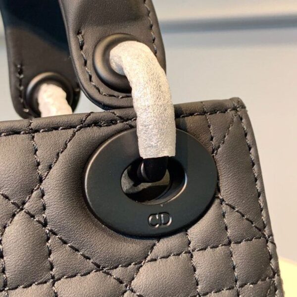 Christian Dior Mini Lady Dior Bag 18cm with Chain Matte Hardware Lambskin Leather Spring/Summer Collection Black - Image 8