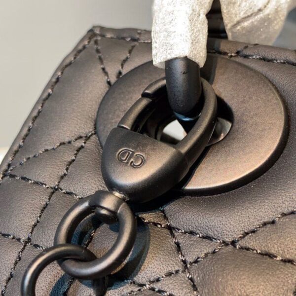 Christian Dior Mini Lady Dior Bag 18cm with Chain Matte Hardware Lambskin Leather Spring/Summer Collection Black - Image 10