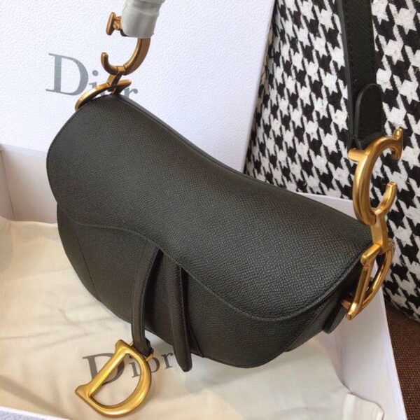 Christian Dior Saddle Bag 25cm Grained Calfskin Canvas Spring/Summer Collection, Black - Image 3