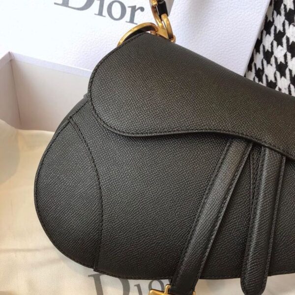 Christian Dior Saddle Bag 25cm Grained Calfskin Canvas Spring/Summer Collection, Black - Image 4
