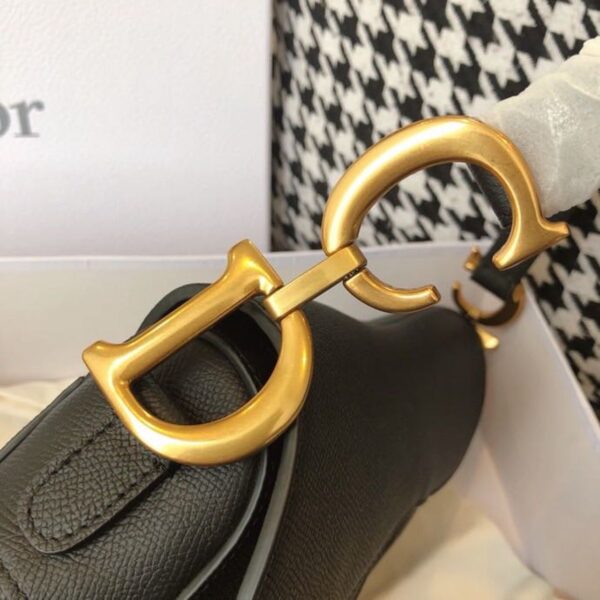 Christian Dior Saddle Bag 25cm Grained Calfskin Canvas Spring/Summer Collection, Black - Image 5