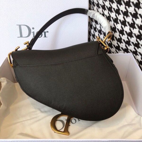 Christian Dior Saddle Bag 25cm Grained Calfskin Canvas Spring/Summer Collection, Black - Image 6