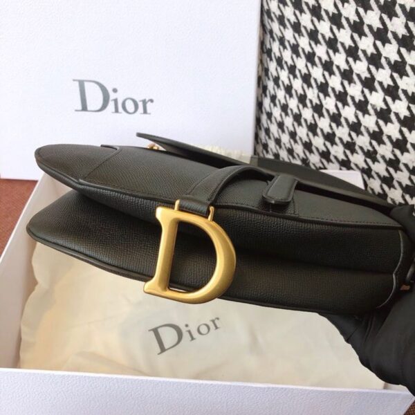 Christian Dior Saddle Bag 25cm Grained Calfskin Canvas Spring/Summer Collection, Black - Image 7
