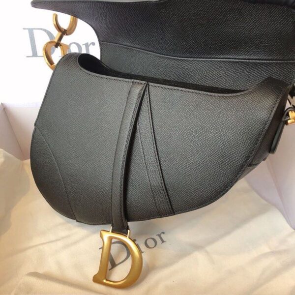 Christian Dior Saddle Bag 25cm Grained Calfskin Canvas Spring/Summer Collection, Black - Image 10