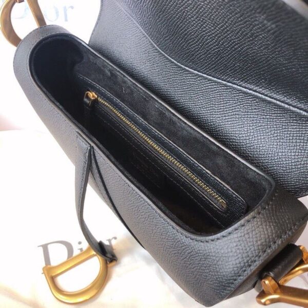 Christian Dior Saddle Bag 25cm Grained Calfskin Canvas Spring/Summer Collection, Black - Image 9