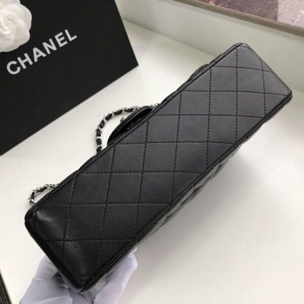 Chanel Classic Flap Bag 25cm Silver Hardware Lambskin Leather Spring/Summer Collection Black - Image 4