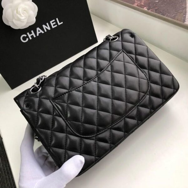 Chanel Classic Flap Bag 25cm Silver Hardware Lambskin Leather Spring/Summer Collection Black - Image 5